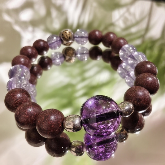 Cancer | Heart Shell | Aroma Crystal Bracelet with Amethyst (Digestion & Emotional Balance)
